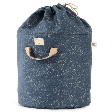 Grote Bamboo speelgoedzak Gold bubble Night blue Grote Bamboo speelgoedzak Gold bubble Night blue