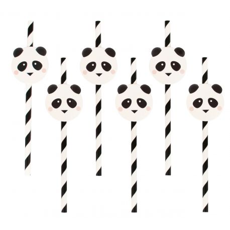 12 papieren rietjes - mini panda 12 papieren rietjes - mini panda