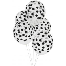5 geprinte ballonnen confetti - zwart
