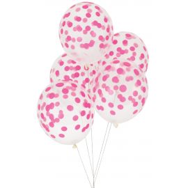 5 geprinte ballonnen confetti - felroze