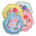 Kleurrijke set van 8 grote kartonnen borden - Bright Floral