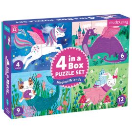 4 puzzels in een box - Magische vrienden