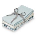 Mooie set van 3 tetradoeken - Fiori, Light blue, Cream white
