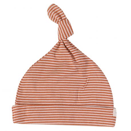 Babymutsje - Fine stripe sienna Babymutsje - Fine stripe sienna