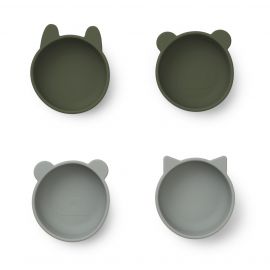 Set van 4 Siliconen bowls Iggy - Hunter green mix