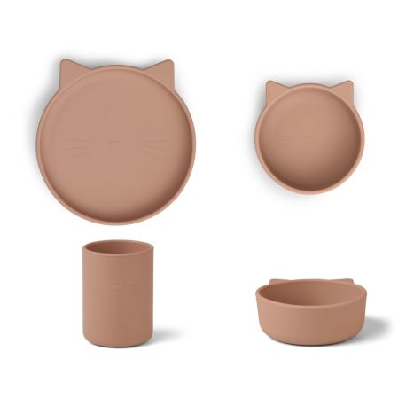 Cyrus junior siliconen eetset - Cat dark rose Cyrus junior siliconen eetset - Cat dark rose