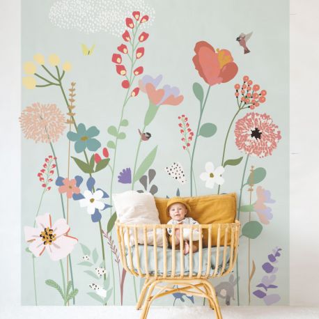 Panorama muurbehang - Fleurs des champs