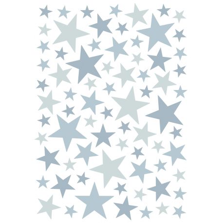 Stickerblad A3 - Stars - Dusty ice blue