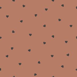 Behangpapier - Minima - Black hearts - Terracotta