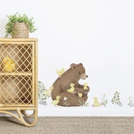 Muursticker decor M - Bear & baby ducks