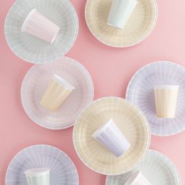 Set van 8 papieren borden - Pastel mix