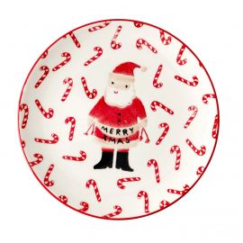 Keramische Bord - Wit - Santa And Candy Cane Print