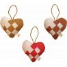 Set van 3 kersthangers- Hearts - mix