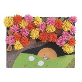 Collages voor kleintjes - Pompon schilderijen - An explosion of pompoms