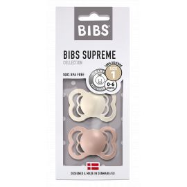 Set van 2 BIBS Supreme tutjes in silicone - Ivory & Blush
