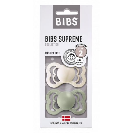 Set van 2 BIBS Supreme tutjes in silicone - Ivory & Sage