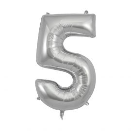 Folieballon cijfer - silver 5