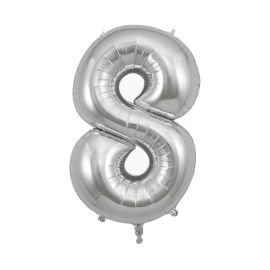 Folieballon cijfer - silver 8
