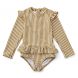 Sille zwem jumpsuit seersucker - Y & D Stripe: Golden caramel & White
