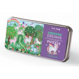 Puzzel in blikken doosje - 50 stukjes - Unicorn Dreams