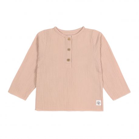 Mousseline hemd met lange mouwen - biologisch katoen - powder pink