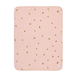 Biokatoenen mousseline deken - Dots powder pink - 75x 100 cm