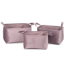 Billie velours mandjes - Lavendel - Set van 3