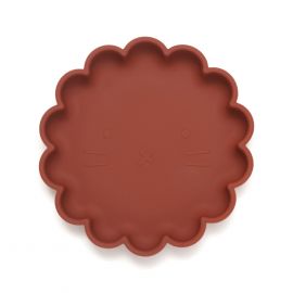 Siliconen bord met zuignap Lion - Baked clay