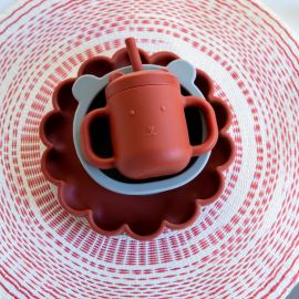 Siliconen bord met zuignap Lion - Baked clay