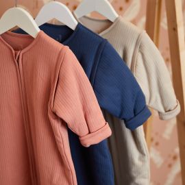 Slaapzak Basic stripe nougat met afritsbare mouw - 110 cm