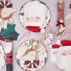 Papieren borden - Jolly Santa - Set van 8