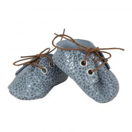 Lederen schoentjes met veters - Bleu léopard
