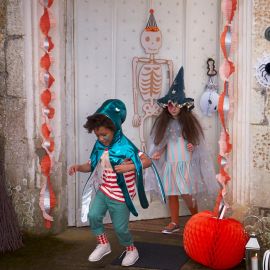 Set van grote 2 decoratieve Halloween honeycomb pompoenen