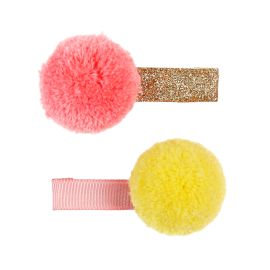 Souza for Kids - Haarclips Regina - pompon - roze & geel