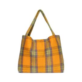 Pumpkin Wool Checked mom-bag tas