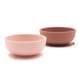 2 silicone bowls met zuignap - Blush / Terracotta