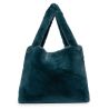Mom-bag tas - Petrol blue faux fur