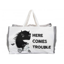 stoere monster draagtas 'Here comes trouble'