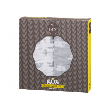 Toffe set inbakerdoeken - Whale dawn grey (60x70cm) Toffe set inbakerdoeken - Whale dawn grey (60x70cm)