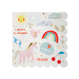 Set van 16 servetten - Rainbow & unicorns