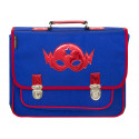 Felblauwe medium boekentas met rood masker