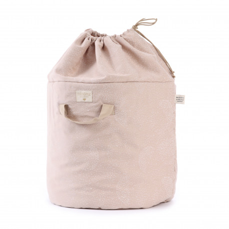 bamboo large speelgoedzak white bubble-misty pink bamboo large speelgoedzak white bubble-misty pink