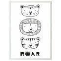 trendy zwart/witte poster 'Roar'