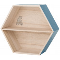 houten hexagon box met beer 'Dusty Blue'