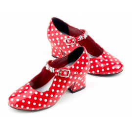 glimmende rode schoentjes witte stippen