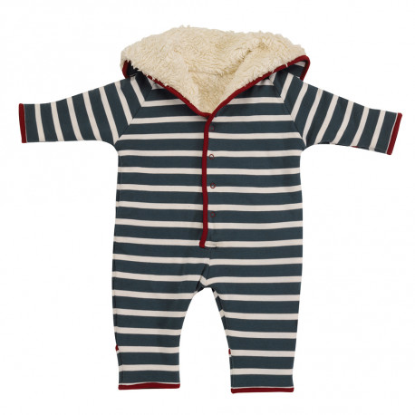 gestreepte jumpsuit met hoodie gestreepte jumpsuit met hoodie